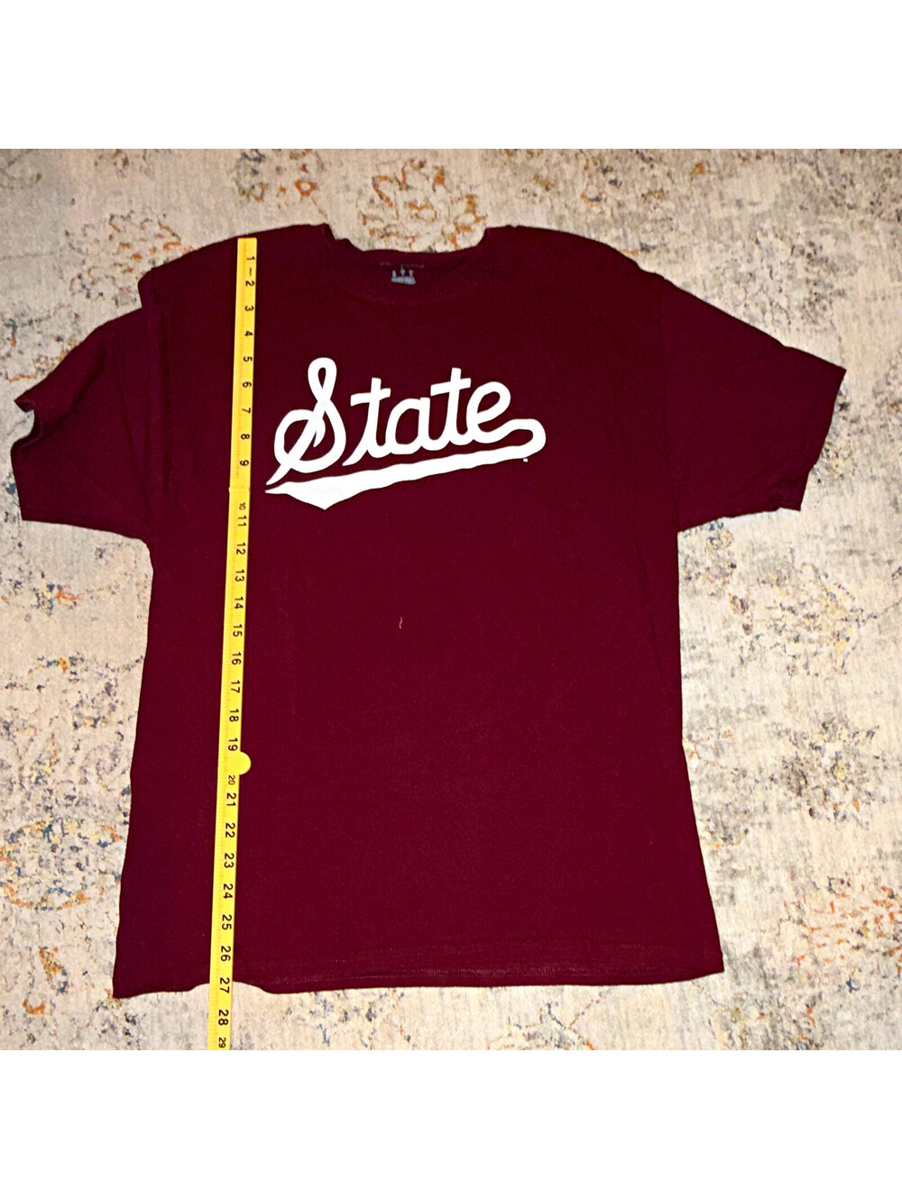 Champion Burgundy State Graphic Print Crew Neck Short Sleeve Tee Men's L A195